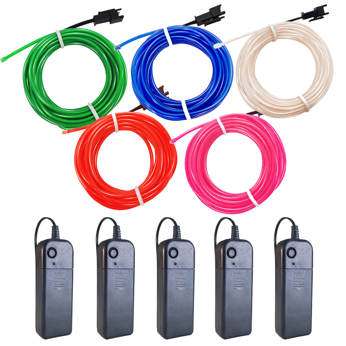 EL Wire Portable 5 Set (Green, Blue, Red, White, Pink)50% Discount if you  use discount code – maxlaxer