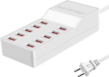 Maxlaxer USB Charger Station,10-Port 50W/10A Multiple USB Charging Station,Multi Ports USB Charger Charging for Smartphones，Tablets，and Other USB Devices.