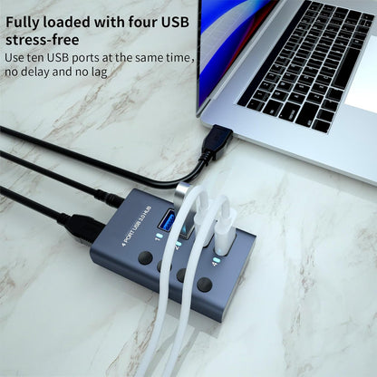 MaxLaxer 10 Port Aluminum USB 3.0 hub with 10 Port USB Data Transfer,Power Adapter USB Splitter Independent Switch