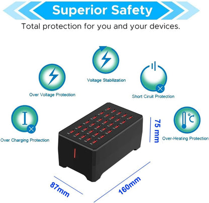 MaxLaxer USB Charger Station,30-Port 150W/30A Multiple USB Charging Station,Multi Ports USB Charger