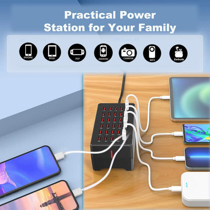 MaxLaxer USB Charger Station,30-Port 150W/30A Multiple USB Charging Station,Multi Ports USB Charger