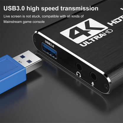 4K Audio Video Capture Card,HDMI USB 3.0, Full HD 1080P for Game Recording, Live Streaming Broadcasting