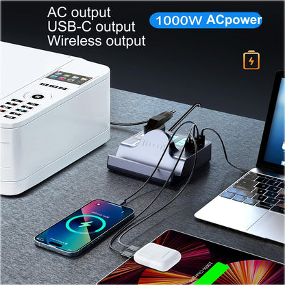 MaxLaxer Multi Functional Wireless Fast Charging Charger, 4-Port (1USB Port and 3PD), Fast Charging with 1000W Socket