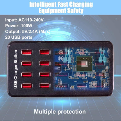 MaxLaxer 20-Port USB Charger Station, 100W/20A