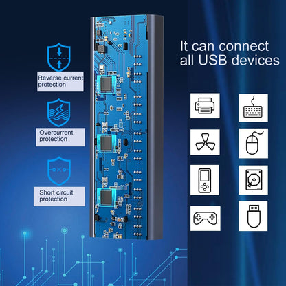 MaxLaxer Aluminum USB 3.0 hub with Charging Function, Power Adapter,Individual Power swiches (Silver Gray-7/10 Ports)