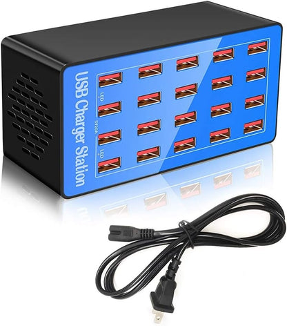 MaxLaxer 20-Port USB Charger Station, 100W/20A