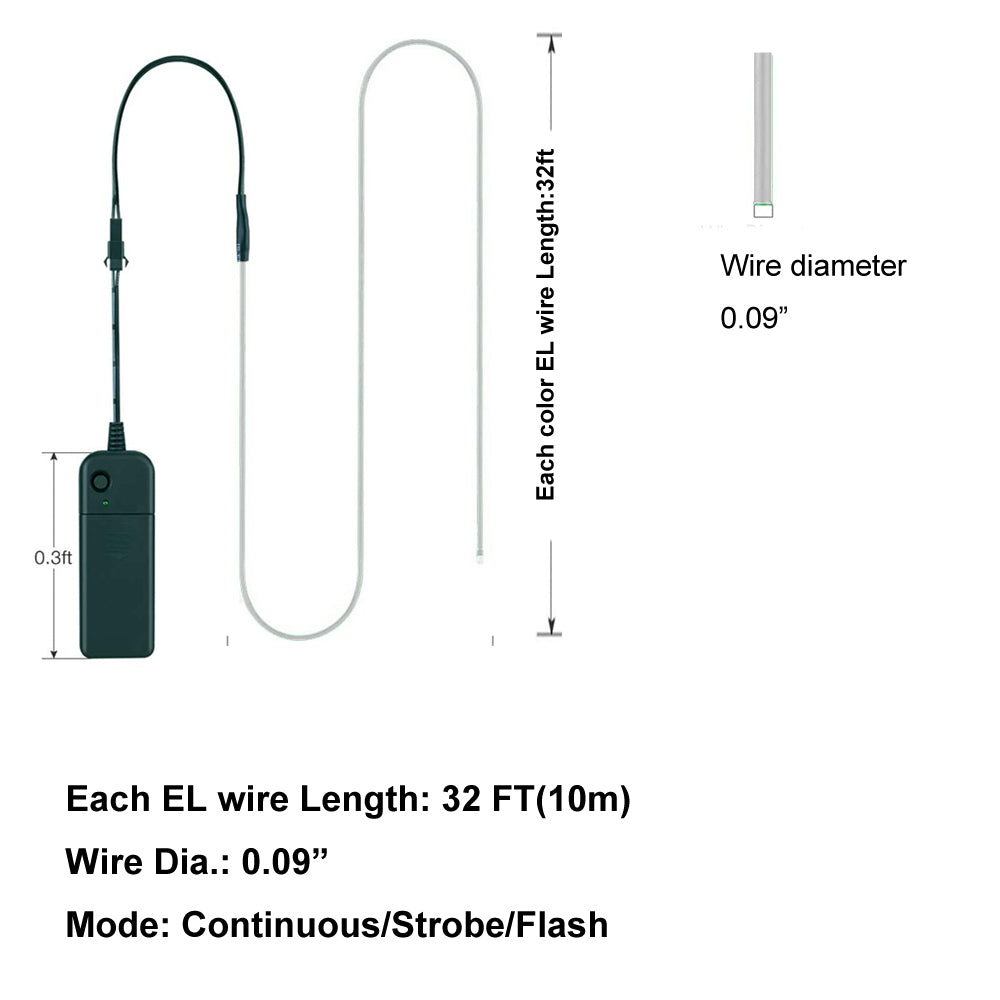 EL Wire Portable Battery 2.3mm Diameter