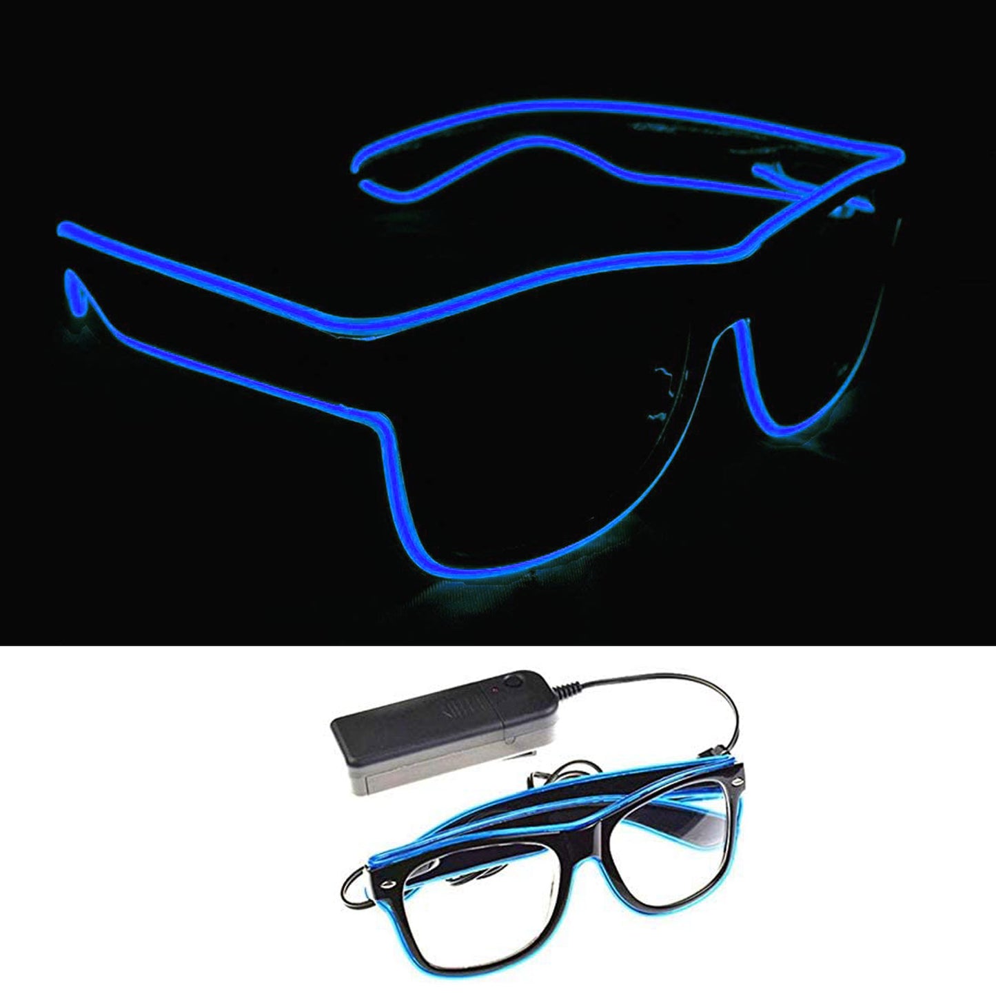 LED Light-emitting glasses For Bar Club Party Music Festival Helloween（Clear lens）