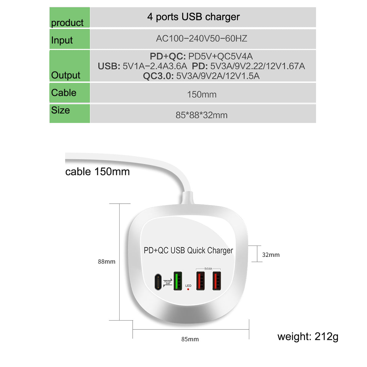 Desktop USB Charger Station 4-Port