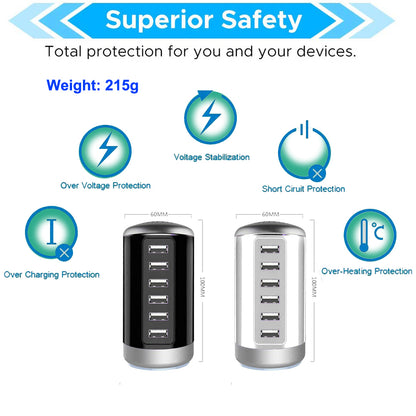 Desktop USB Charging Station 6-Port (30W 6A)